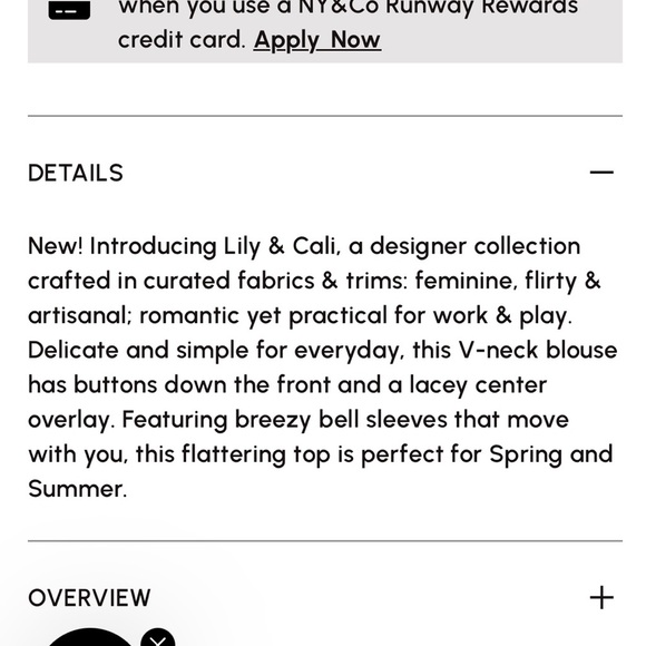 NWT NY&Co Lily & Cali Designer Collection Bell Sleeve V-neck Blouse in Peach M - Picture 6 of 6